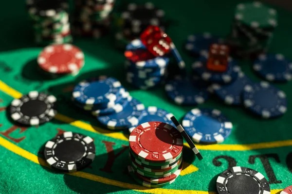 Live-dealer blackjack table with multi-camera angle and dealer managing chips